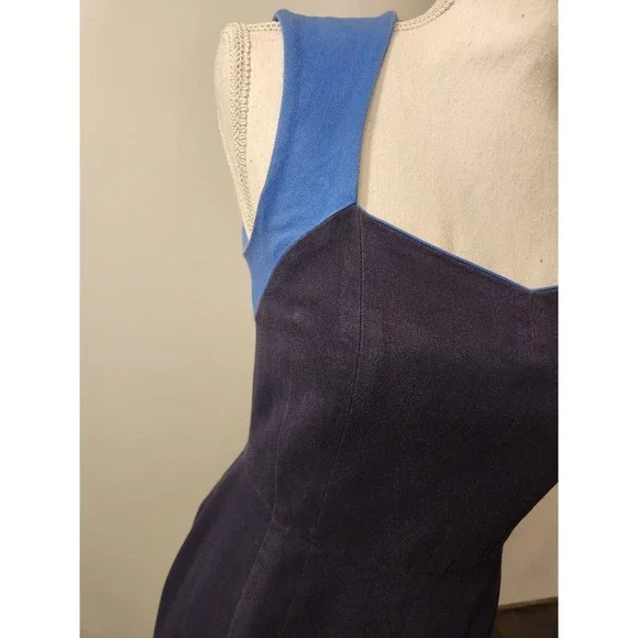 Banana Republic Sloan Fit Colorblock Sheath Dress Navy and Royal Blue Sz 4 - Picture 2 of 8